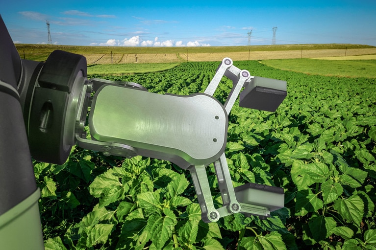 Photo of a harvesting robot