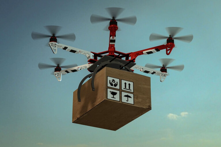 Brochure of Vicor products enabling drones with longer range and flight time with more payload and functionality.