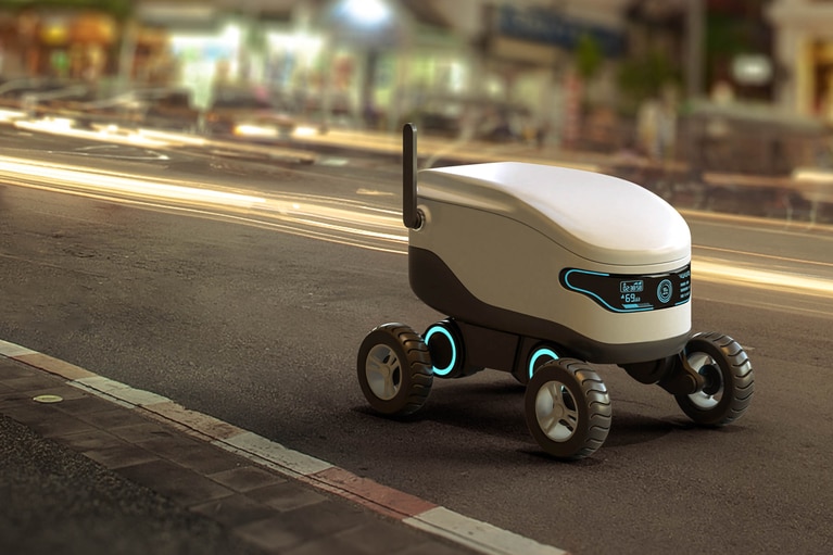 Vicor brochure about powering robots that harvest, deliver and move.