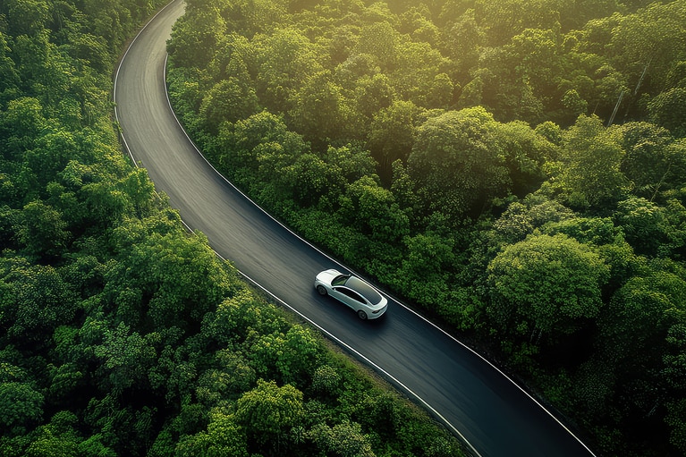 EV on road image