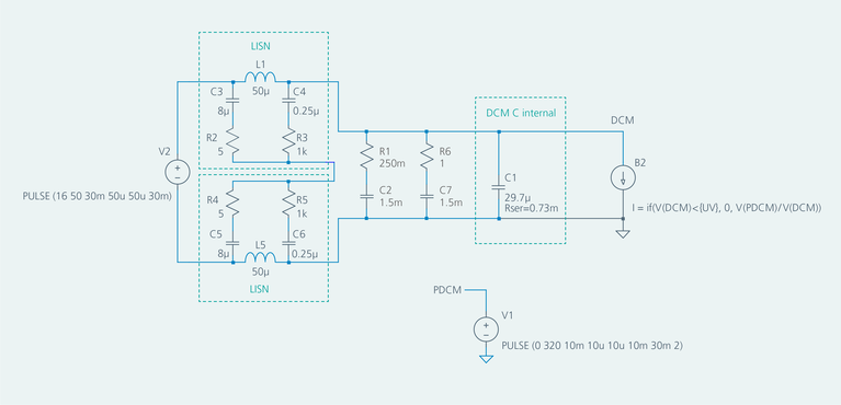 Transient analysis schematic of minimum and maximum input voltage image